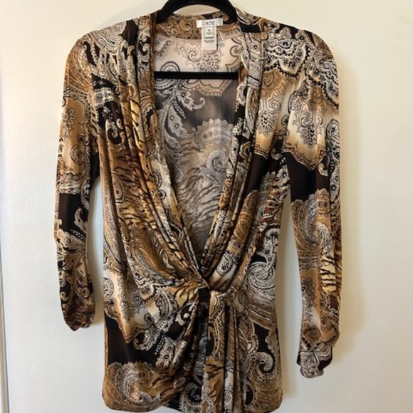 Cache Printed Wrap Top Size Medium - Picture 1 of 1